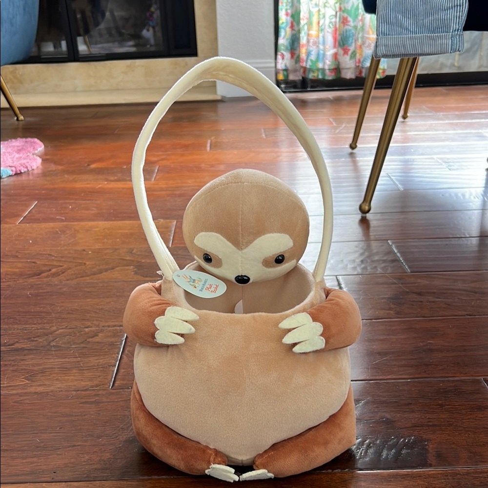 World Market Adorable Sloth Plush Basket